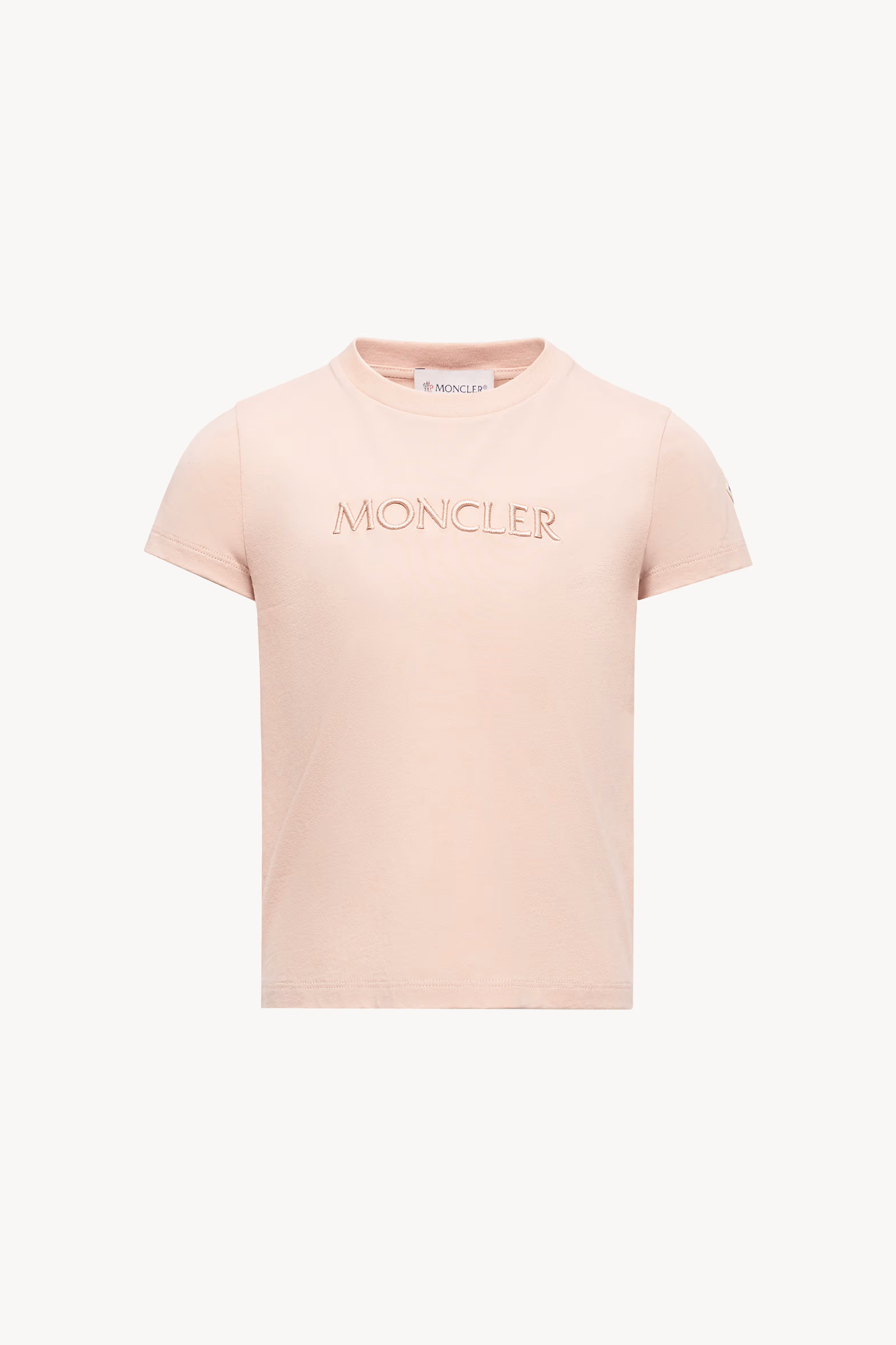 T-shirt en coton à logo brodé Fille Rose Clair Moncler 0